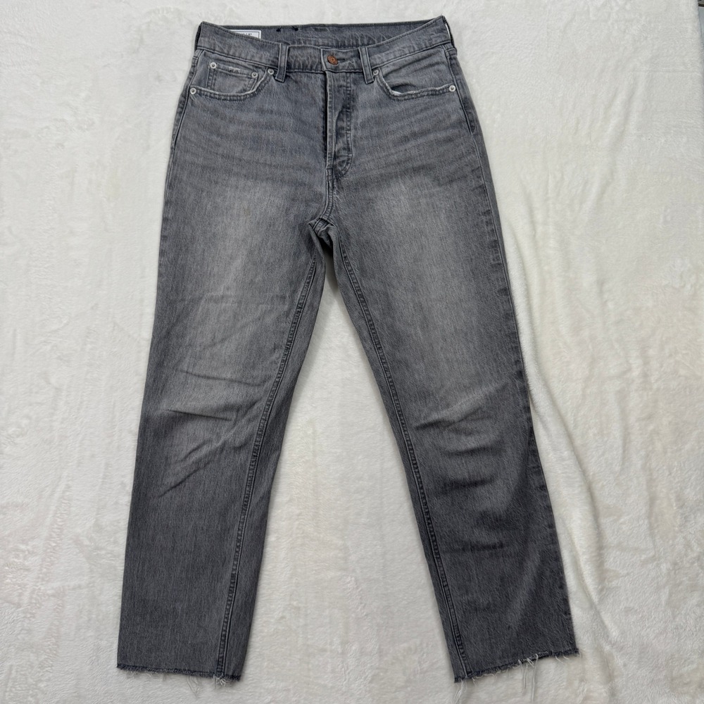 Gap Jeans Womens 28/6R Gray Cheeky Straight High Rise Button Fly Raw Hem Denim